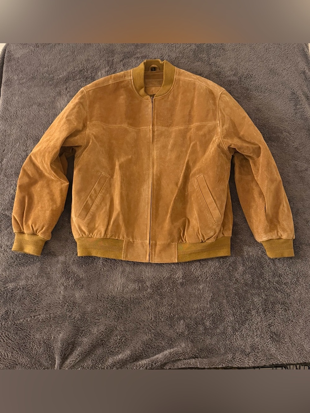 John Ashford Suede Bomber Jacket - Camel